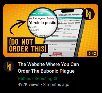 a youtube video titled "the website where you can order the bubonic plague"