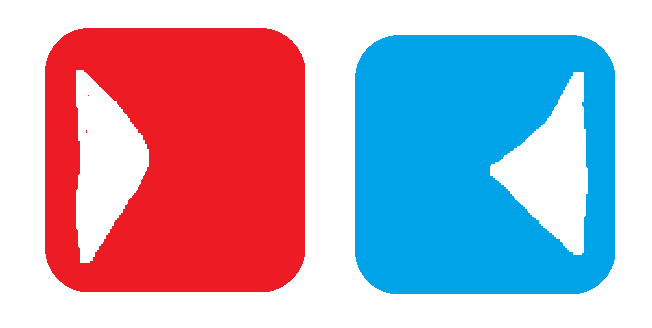 shitty mspaint drawing of a right cut red block and a left cut blue block right next to each other. if you hit this you will most likely smash your hands together